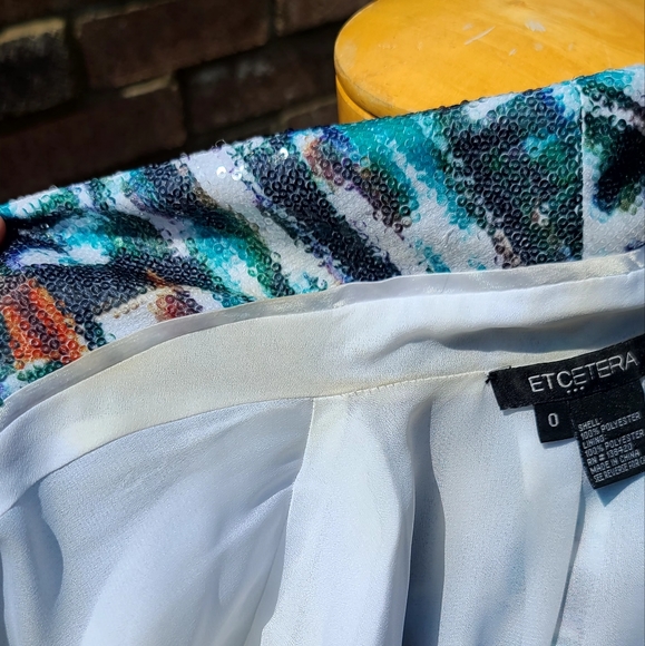 Etcetera blue & white print sequined jacket - Picture 10 of 10